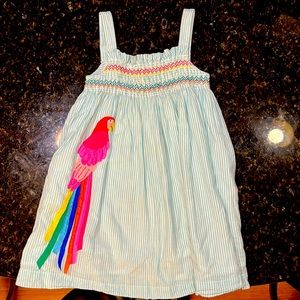 Mini Boden parrot dress with ribbons! size 3-4 years